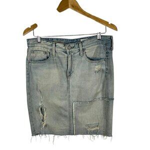 AG Adriano Goldschmied Skirt Womens 28 Denim Erin‎ Pencil Blue Jean Distressed